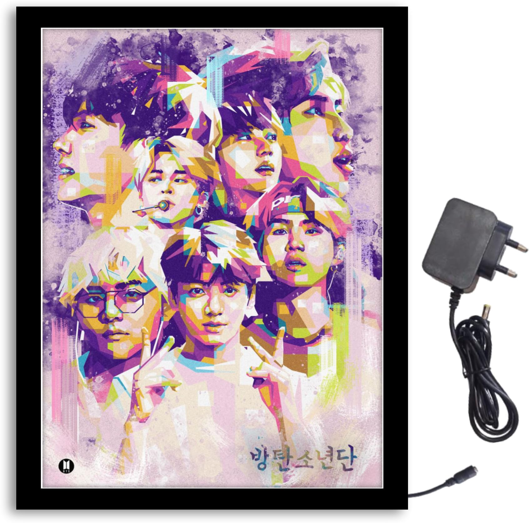NOKKES Bts Team Painting Light Photo Frame 8X10 inch Led Light photo Frame With Light Adaptor Led Light Photo Frame Black Color Photo Frame_AQW142