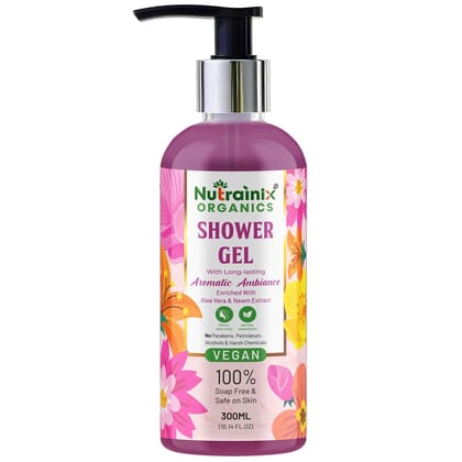 Nutrainix Organics Aromatic Bliss Shower Gel, Skin-Loving Aloe Vera & Neem for Mindful Self-Care - 300ml Nutrainix Organics Aromatic Bliss Shower Gel, Skin-Loving Aloe Vera & Neem for Mindful Self-Care - 300ml