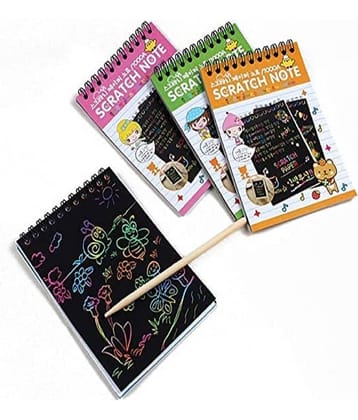 CRAFTS RAINBOW ART SCRATCH PAPER BOOK SHEETS 10 PAGE ( PACK OF 4)