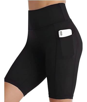 DELTIN HUB Women Polyester Regular Shorts ( Black )