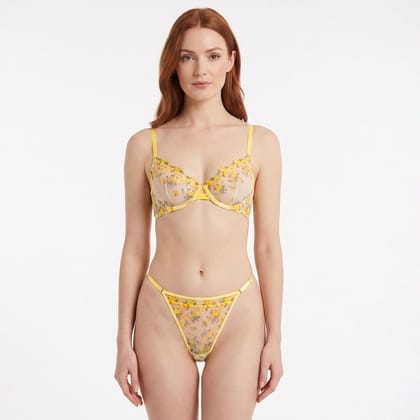 LOVEBIRD Transparent Bra Panty Thong Set Fancy THS2615