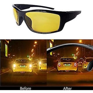 Polarized, Night Vision, UV Protection Wrap-around, Sports Sunglasses (Free Size)(For Men  Women, Multicolor)