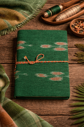Bivabari Handmade Ikkat Notebook | Bottle Green | 50 Pages | Hand Made Paper, Traditional Craft | Journaling Bivabari Handmade Ikkat Notebook | Bottle Green | 50 Pages | Hand Made Paper, Traditional Craft | Journaling