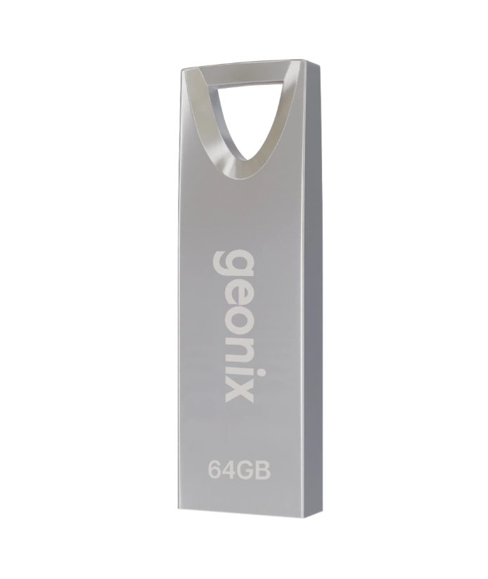 Geonix 64GB USB 2.0 PendriveUSB 2.0 Pendrive, Silver, Keyring Design, Lightweight, 5 Years Warranty.
