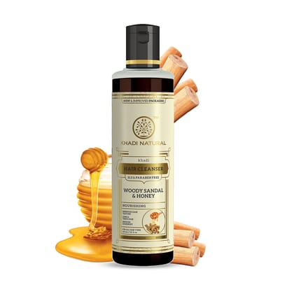 Khadi Natural Woody Sandal & Honey Hair Cleanser SLS & Paraben Free - 210ml Sale Khadi Natural Woody Sandal & Honey Hair Cleanser SLS & Paraben Free - 210ml Sale