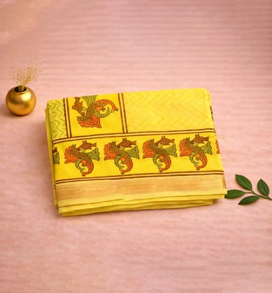 Block print gond art maheshwari saree Block print gond art maheshwari saree