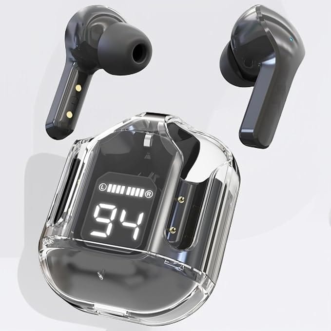 UltraPods Max Earbuds Pro Bluetooth 5.3 | Transparent Design | Fast Charging | 13mm HD Bass Drivers | Built-in Mic | Running, Outdoors, Music Sound (Multi Colour) (Random Colour)