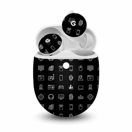 Tech Icons Black Skin For Pixel Buds A-Series Tech Icons Black Skin For Pixel Buds A-Series