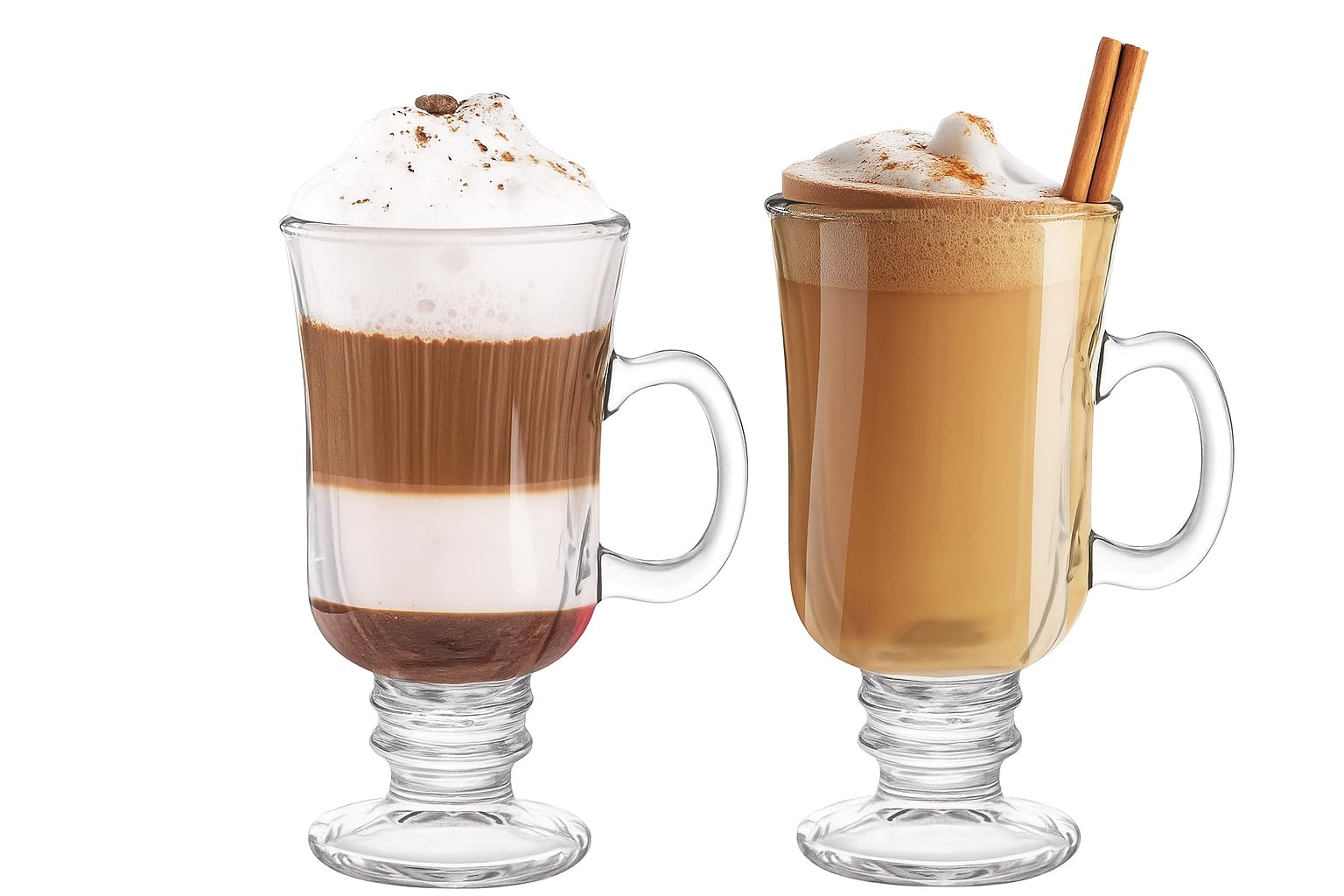 Irish Glass Tea Coffee Glass Mug Irish Latte Cups Milkshake Falooda & Juice Cappuccino and Hot Chocolate Mugs with Handle Clear Glasses Mugs Milk Hot Beverages(250 ML)