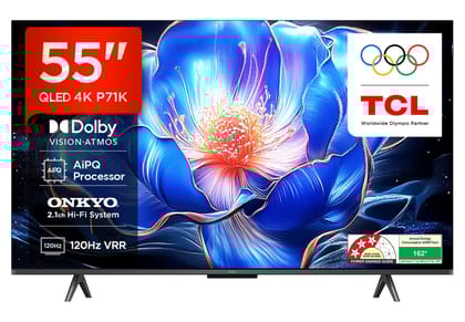 TCL 139 cm (55 inches) 4K Ultra HD Smart QLED Google TV 55P71K TCL 139 cm (55 inches) 4K Ultra HD Smart QLED Google TV 55P71K - Black / 55