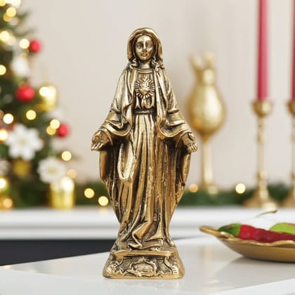 Brass Showpiece Merry Statue - Beautiful Religious For Home Altar & Prayer Room, Height : 5.6 Inch (BSMAS1768 M)