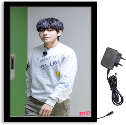 NOKKES Bts I Want It Real Love Light Photo Frame 8X10 inch Led Light photo Frame With Light Adaptor Led Light Photo Frame Black Color Photo Frame_AQW140 NOKKES Bts I Want It Real Love Light Photo Frame 8X10 inch Led Light photo Frame With Light Adaptor Led Light Photo Frame Black Color Photo Frame_AQW140