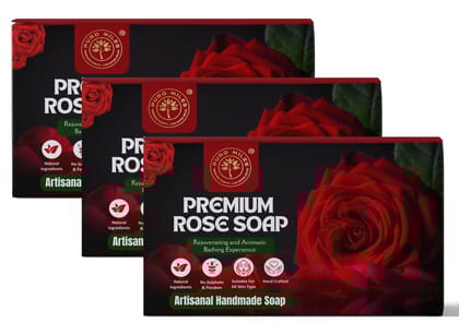 Puro Miles Handmade Bath Soap | Organic & Herbal | Pure & Natural | Cold Processed Premium Rose Soap | Paraben & SLS Free | Enriched with Essential Oils and Vitamin E