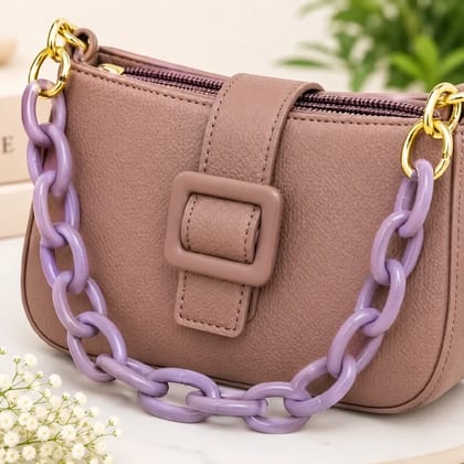 Mauve Chain Detail Crossbody Bag
