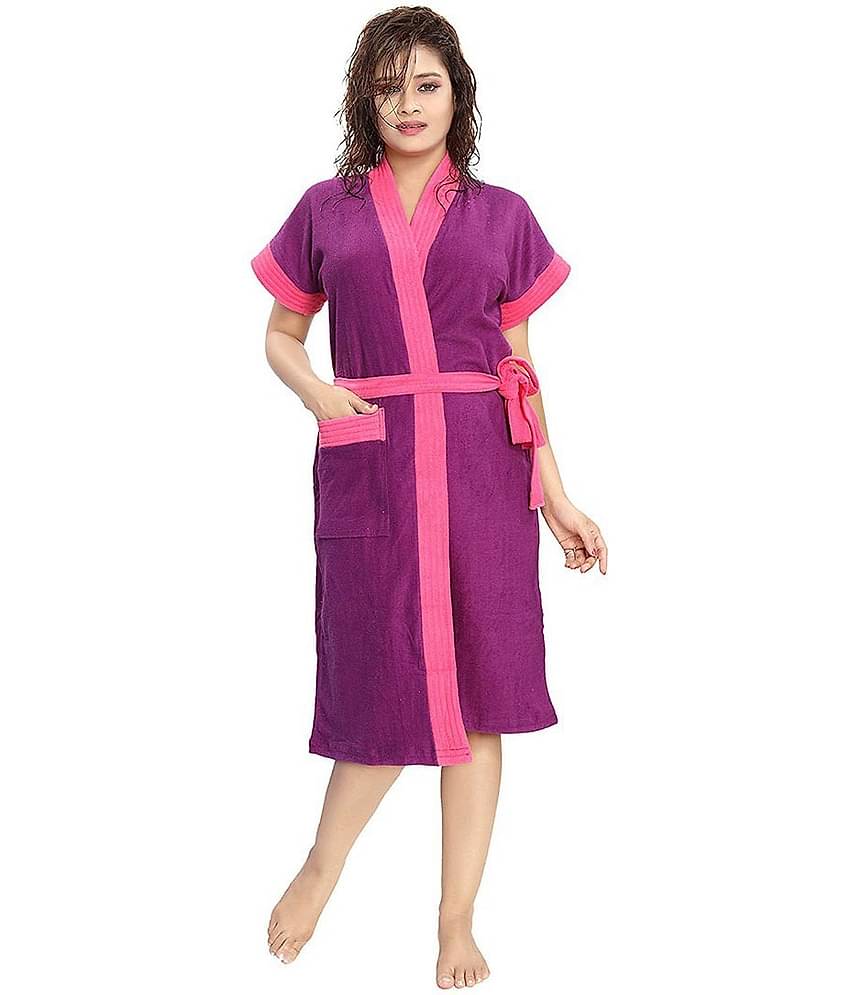 Poorak Pink Free Size Bathrobe ( Pack of 1 )