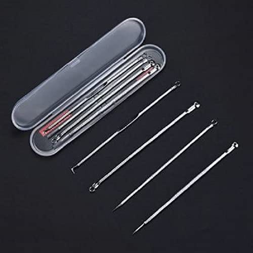 Elecsera 4Pcs Blackhead Pimple Golden Remover Tools for Face Professional Extractor Tweezers Kit (Pack of 4)