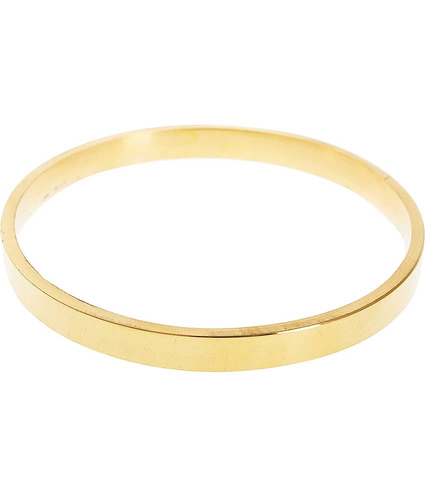 KESAR ZEMS Flat Wide Unisex Brass Kada (Size:2.8 Inche) Golden.