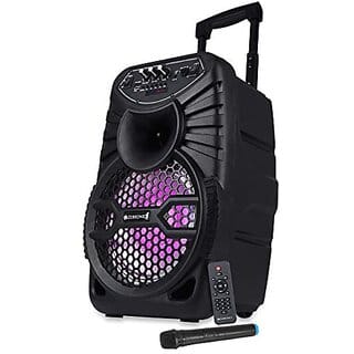 Zebronics ZEB-100 MOVING MONSTER X8L Wireless Bluetooth Trolley Speaker With Supporting SD Card USB AUX FM Remote Control Wireless Mic and RGB Lighting. (24 Watt)_448clone.