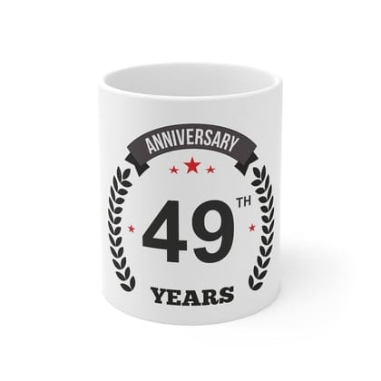 DARSHANS Ceramic 49th Anniversary Printed Coffee Mug (Color: White, Capacity:330ml)