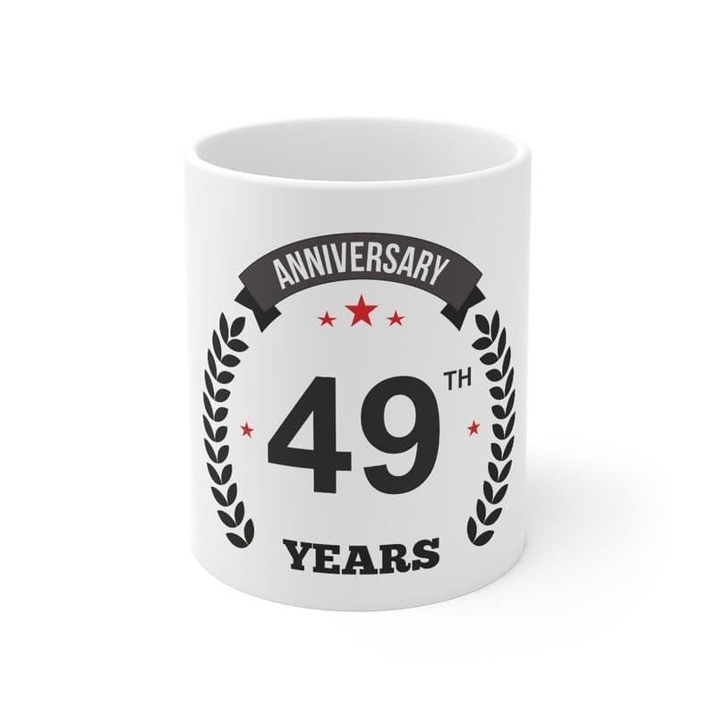 DARSHANS Ceramic 49th Anniversary Printed Coffee Mug (Color: White, Capacity:330ml)