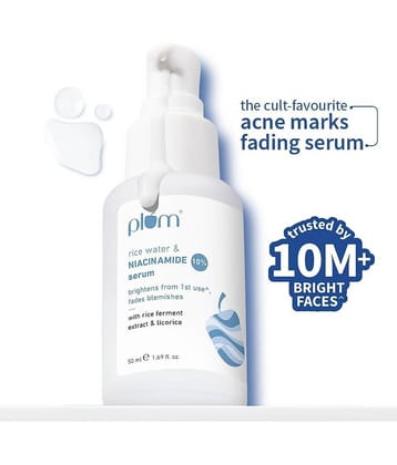 Plum Rice Water & 10% Niacinamide Face Serum |Brightens & Fades Blemishes | (50 ml)