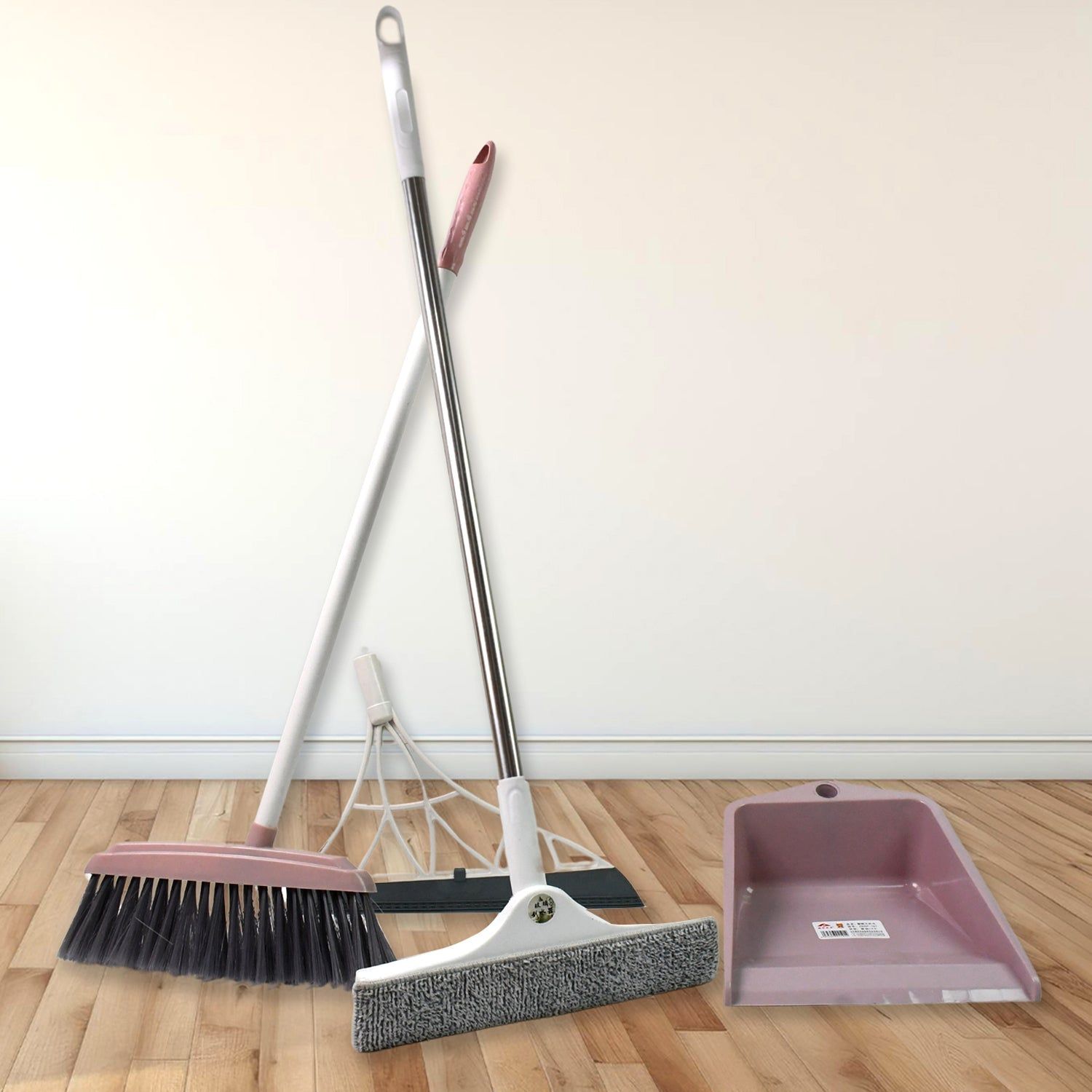 Dustpan, Kitchen Wiper, Window Cleaning Squeegee Tool & Broom Brush, Supdi (4 Pcs Combo)