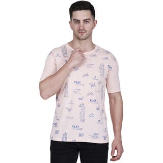 Life Dream Mens Multicolor Bandhani Cotton Blend Round Neck T-Shirt