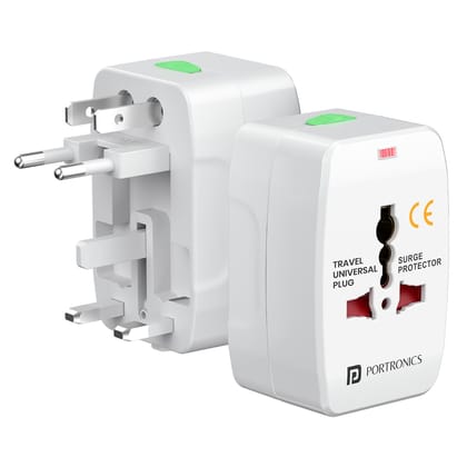 Portronics Juicemate Go Universal Travel Adapter with 6A AC Socket Output,Universal AC Socket, All in One International Travel Fast Charging Adapter,Suitable for 180+ Countries US,UK,EU,AUS,Etc(White)