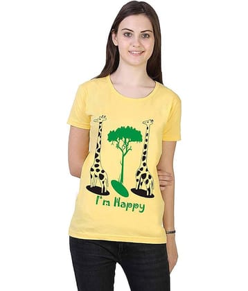 MIST N FOGG Women Cotton Regular Fit Round Neck T-Shirt ( Yellow )