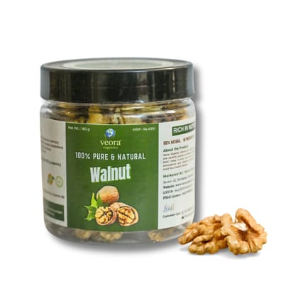 Veora Organics Kashmiri Walnut (Akhrot) | Premium Natural Walnuts | Rich in Omega-3, Protein & Fiber | Healthy Dry Fruit for Brain & Heart Health | Pure & Chemical-Free | 180g