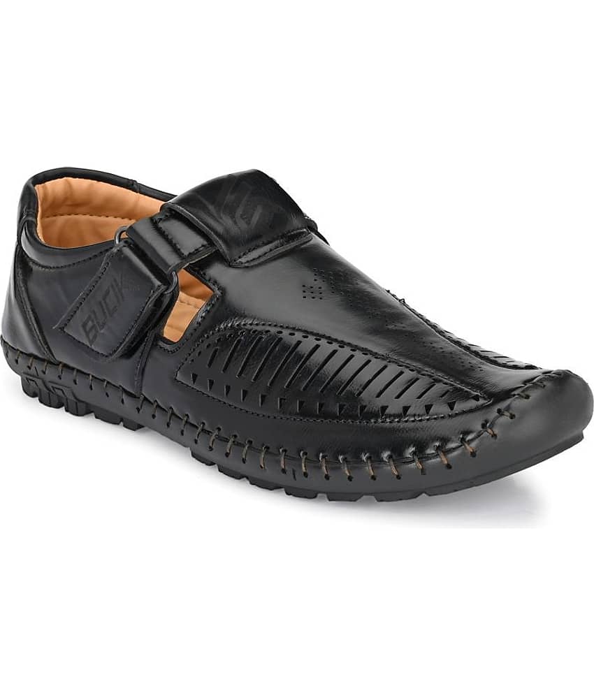 Bucik Black Synthetic Leather Sandals