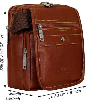 Leather World - Brown Solid Messenger Bag