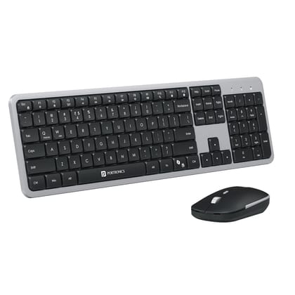 Portronics Key4 Combo, 2.4 GHz Wireless Connectivity, High-Precision Wireless Mouse, Dedicated AI Assistance Key, Smart Power Saving Mode
