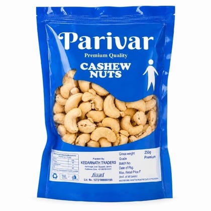 Parivar Premium Quality Whole Cashew Nuts Kaju250g - 1 unit