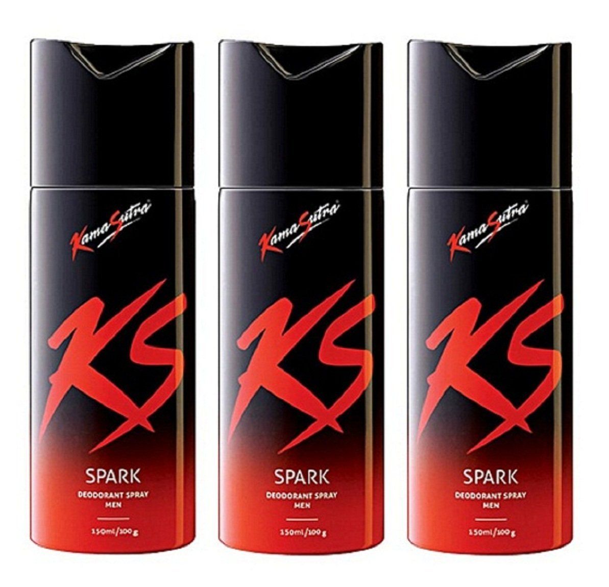 KAMA SUTRA SPARK X 3,Male Deodorant Spray (Each 150ML)