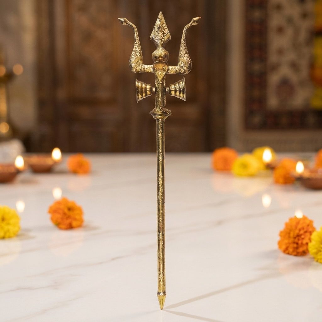 Brass Trishul, Height : 60 Inch (ZMAS138 U)