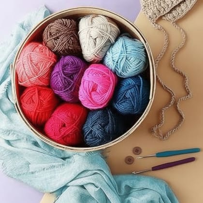 Multicolor Soft Knitting Yarn and Crochet Set