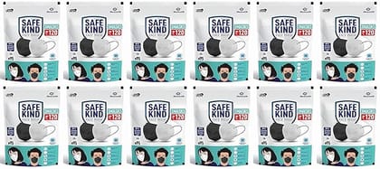 SafeKind N95 Face Masks with 5 Layer Protection (2 Black + 1 White) Pack of 2