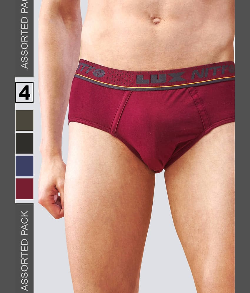 Lux Nitro Pack of 4 Cotton Briefs For Men's ( Multicolor )