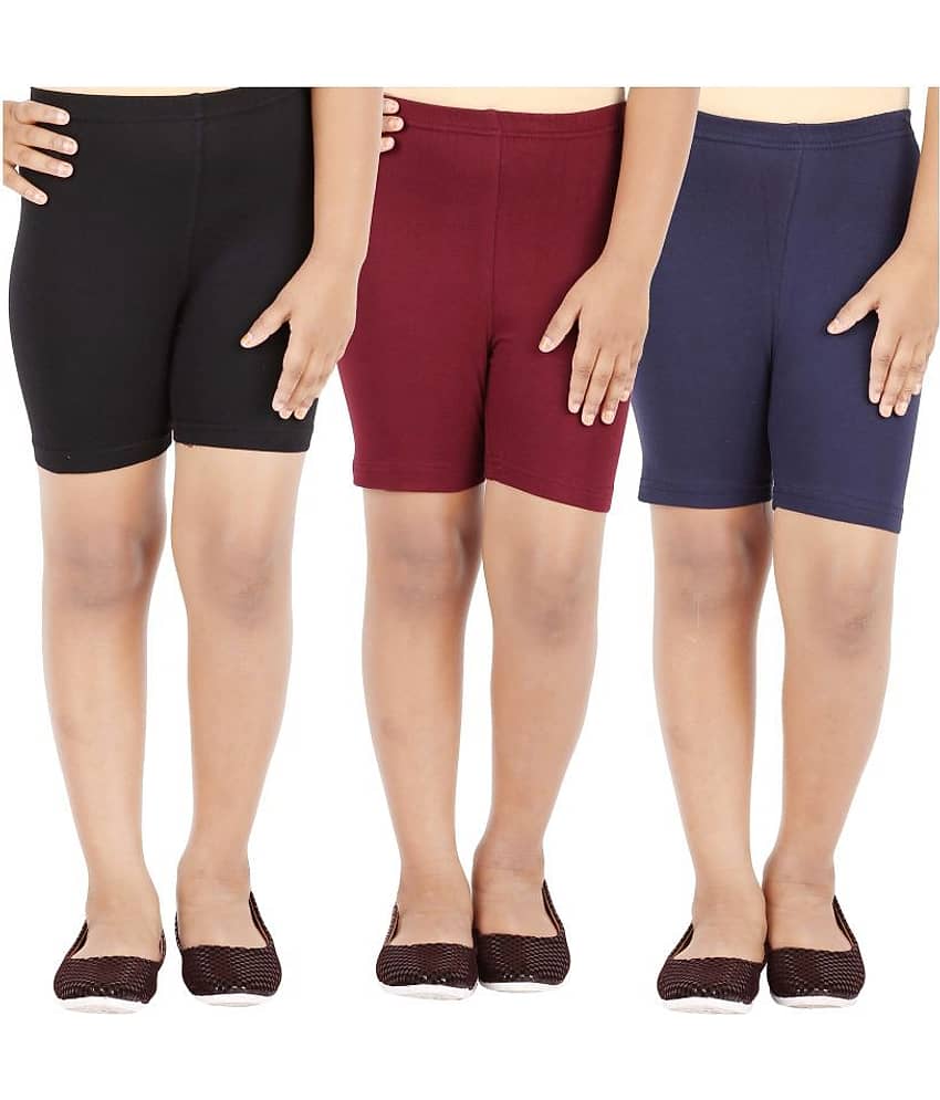 LULA Pack of 3 Girls Cotton Blend Cycling Shorts ( Multicolor )