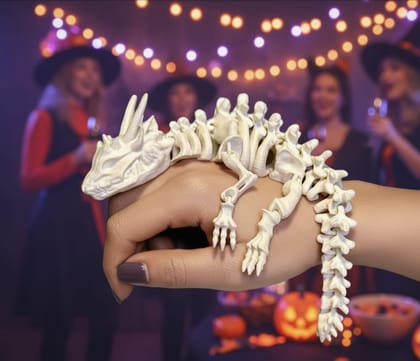 Articulated Skeleton Dragon  Fully Posable 3D Printed Fantasy Dragon Figurine | Flexible Fidget Toy | Gothic Desk Decor | Dragon Collectible Model for Display & Gifts