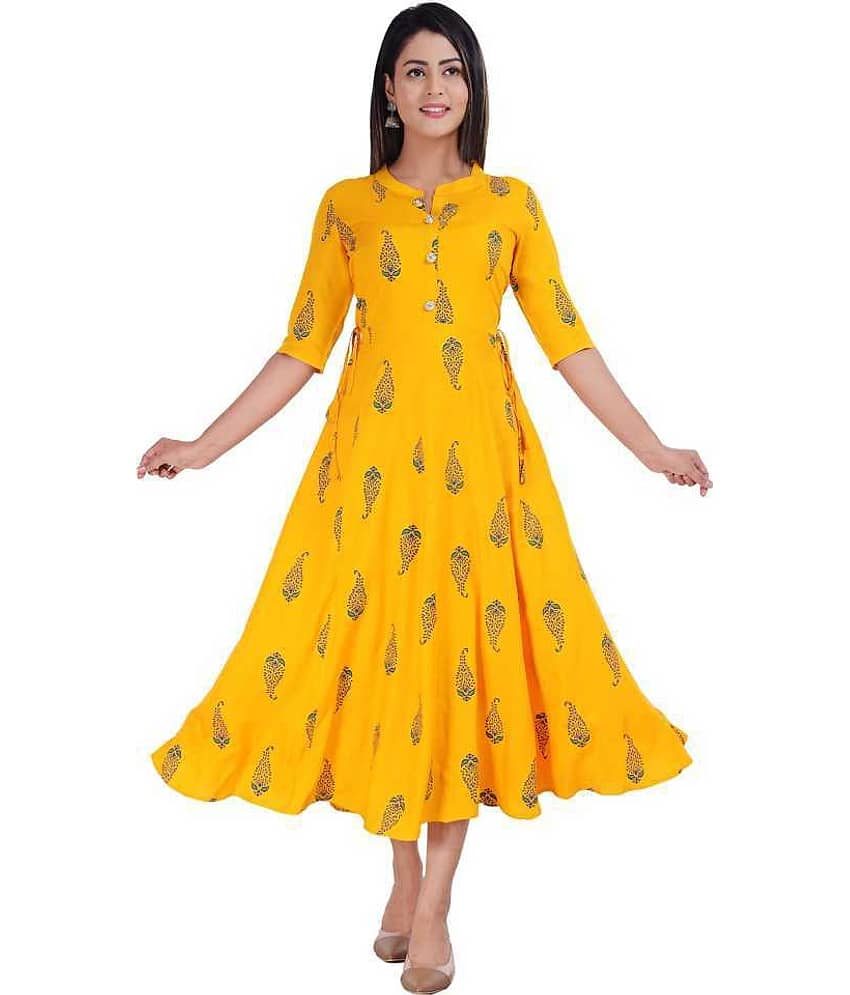 SIPET - Yellow Rayon Women's Flared Kurti