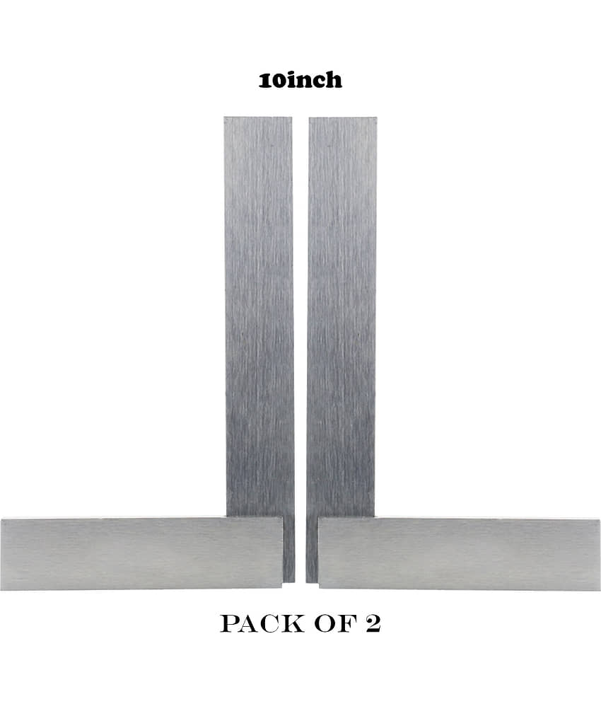 LAXMI Metal High Grade Engineering Try Square 10inch(Silver)PACK OF 2 Analog Carpenter Squares