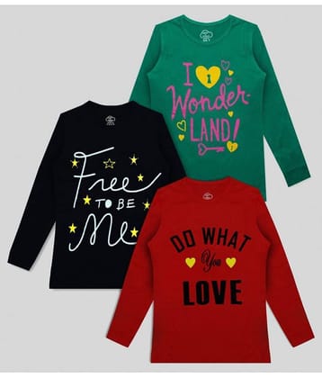 MIST N FOGG Pack of 3 Girls Cotton Blend T-Shirt ( Multicolor )