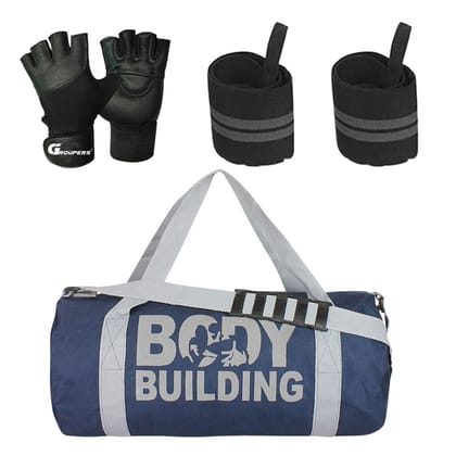 GROUPERS Combo Set of Duffle Canvas Bag with Gloves & Wrist Band Support BagslSports & Travel Bag