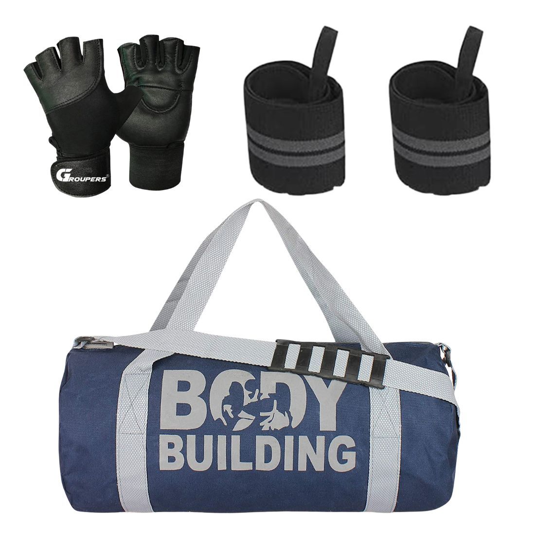 GROUPERS Combo Set of Duffle Canvas Bag with Gloves & Wrist Band Support BagslSports & Travel Bag