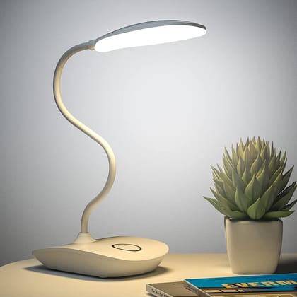 SPARKWORLD Rechargeable Battery-Operated 3-Level Dimmable Gooseneck LED Desk Lamp Portable Study & Reading Light for Home Office | Colour: Study Lamp