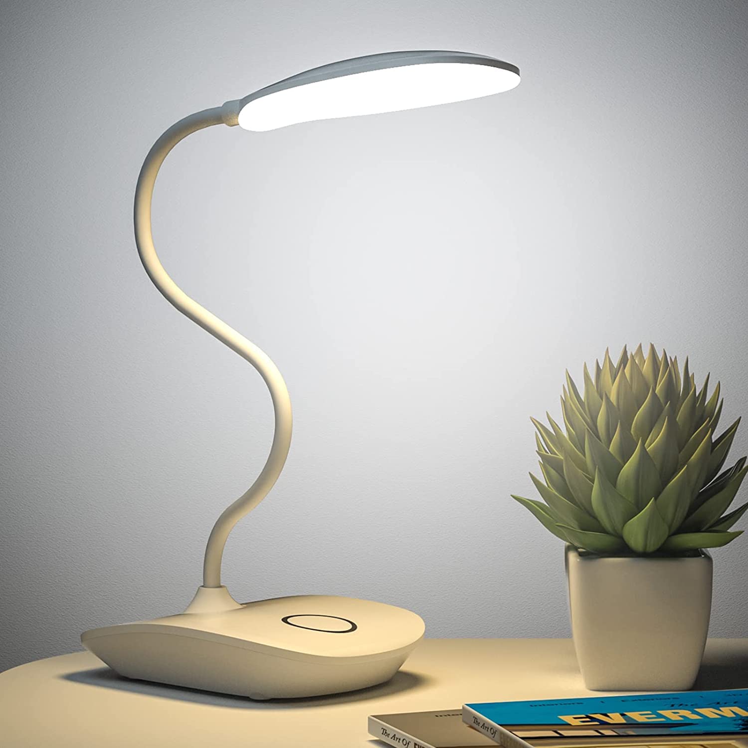 SPARKWORLD Rechargeable Battery-Operated 3-Level Dimmable Gooseneck LED Desk Lamp Portable Study & Reading Light for Home Office | Colour: Study Lamp