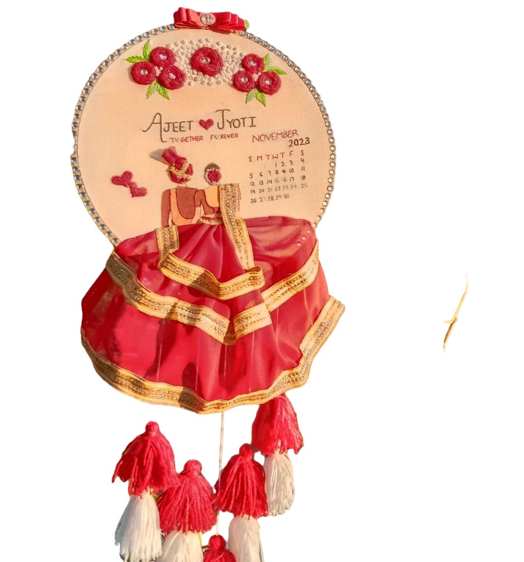 Exquisite Karangarh Wooden Frame with Wool & Silk Threads - Perfect for Lehenga Choli Display