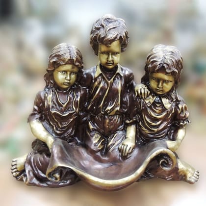 Brass Showpiece Children Statue, Height : 19 Inch (BSMAS1552 D)